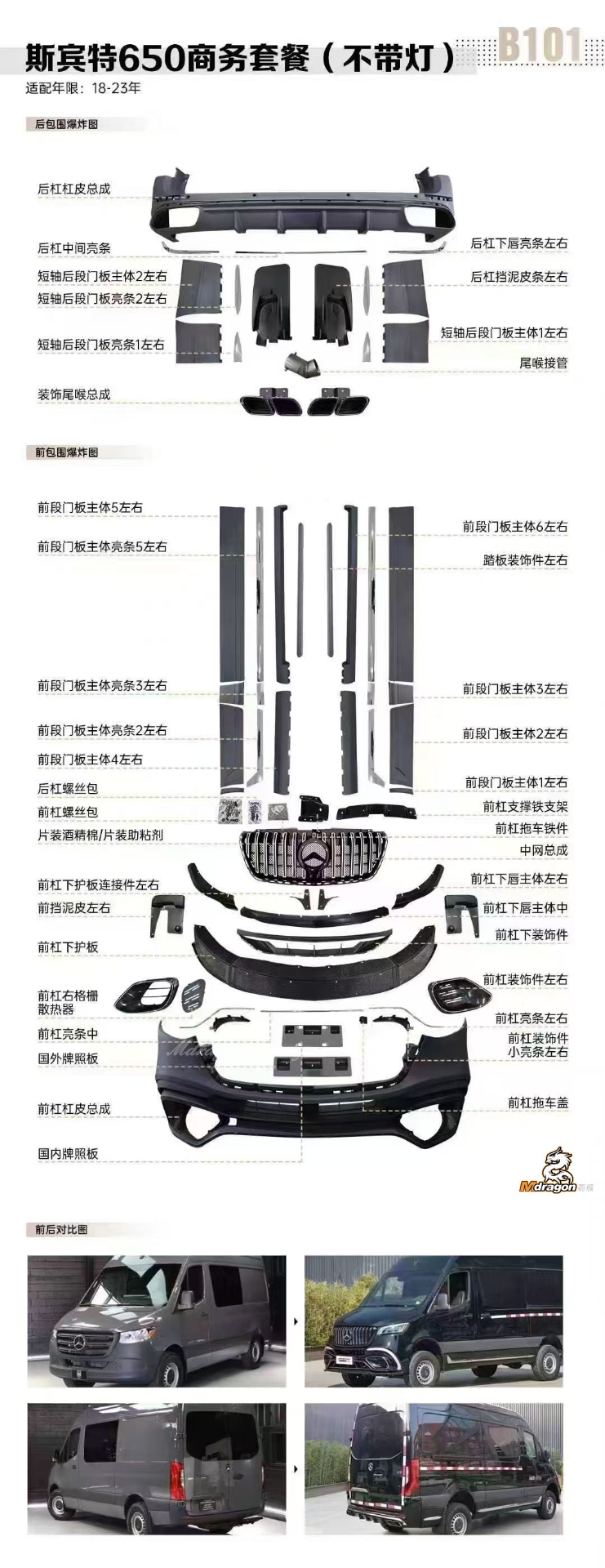Sprinter Luxury Body Kits D for 2018-23 Model ($5575)